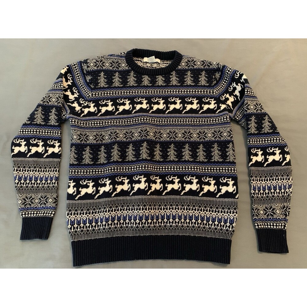 Aspen Nordic Sweater Women's‎ Large Reindeer Snowflake Pullover Knit Soft